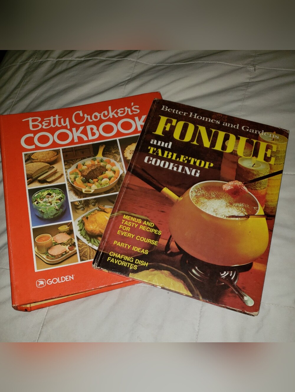 Betty Crocker Cookbook & Better Homes Fondue Book - Orange/Yellow Covers